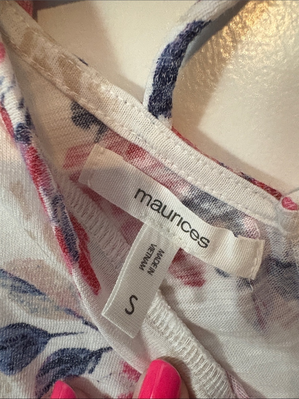 Maurices White Tank Top with Pink Floral Print - Picture 2 of 4